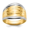 thumbnail image 1 of 14K Two-Tone Gold Ring Band Fashion & Rhodium Fancy Dome, Size 7, 1 of 5