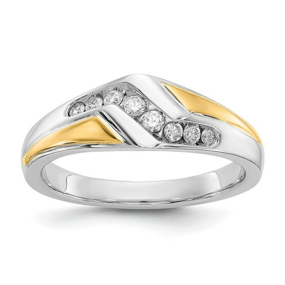 14K Two-Tone Gold Ring Band Lab Grown Diamond SI1 SI2, G H I, Mens