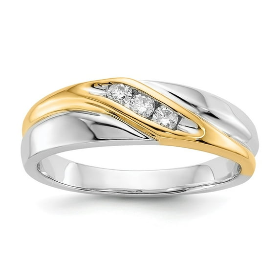 14K Two-Tone Gold Ring Band Men's Diamond Round Mens, Size 8