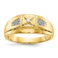thumbnail image 1 of 14K Two-Tone Gold Ring Band Men's Diamond Round & Rhodium Mens, 1 of 5