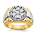 thumbnail image 1 of 14K Two-Tone Gold Ring Band Men's Ridged-Sides 1ct Mens Lab Grown Diamond SI1 SI2, G H I,, Size 9, 1 of 1