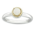 thumbnail image 1 of 14K Two-Tone Gold Ring Band Stackable Yellow Agate White, 1 of 4