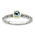 thumbnail image 1 of 14K Two-Tone Gold Ring Band Stackable Yellow Topaz Blue, 1 of 4