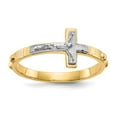 thumbnail image 1 of 14K Two-Tone Gold Ring Band Themed Crucifix Rosary, Size 6, 1 of 5