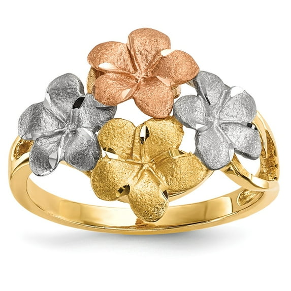 14K Two-Tone Gold Ring Band Themed Open Back Diamond-cut