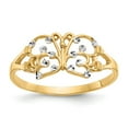 thumbnail image 1 of 14K Two-Tone Gold Ring Band Themed & Rhodium Diamond-cut Butterfly, Size 5, 1 of 5
