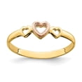 thumbnail image 1 of 14K Two-Tone Gold Ring Band Themed Textured TT Rose & Yellow Hearts, Size 5, 1 of 5