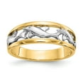 thumbnail image 1 of 14K Two-Tone Gold Ring Band Themed With Rhodium Dolphin, Size 6, 1 of 5