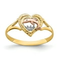 thumbnail image 1 of 14K Two-Tone Gold Ring Band Themed Yellow & Rose with Rhodium Dolphin in Heart, Size 8, 1 of 7
