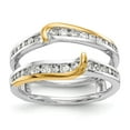 thumbnail image 1 of 14K Two-Tone Gold Ring Band Wedding Diamond Round Guard, Size 8, 1 of 7