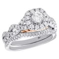 thumbnail image 1 of 14K Two Tone Gold Solitaire Diamond Wedding Bridal Set Braided Halo Ring 1 CT., 1 of 7