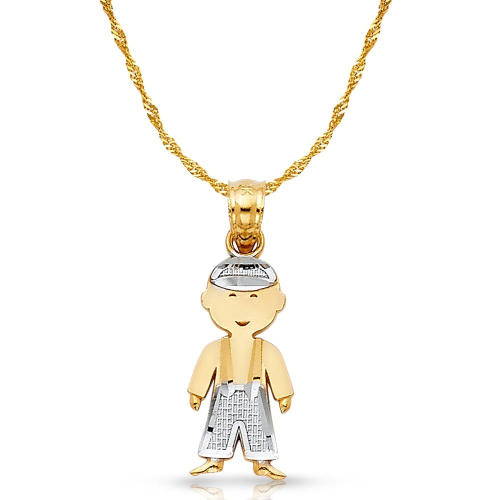14K Two Tone Gold Toddler Boy Charm Pendant with Kuwait Ubuy