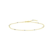 14K Two-Tone Gold Women's 10" 3.0mm Disco Beads on Rolo Anklet