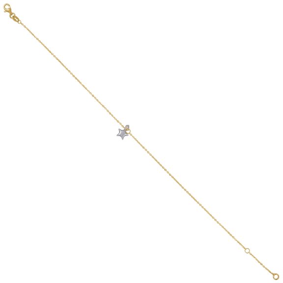14K Two-Tone Gold Womens Star Charm Anklet