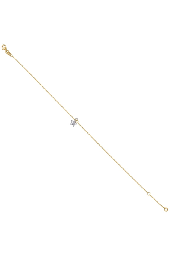 14K Two-Tone Gold Womens Star Charm Anklet