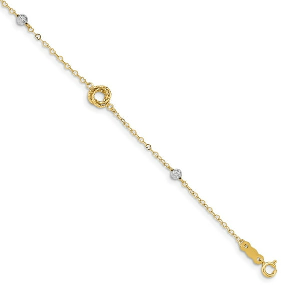 14K Two-Tone Gold bracelet Fancy Diamond-cut 7.5 in 5.5 mm 1