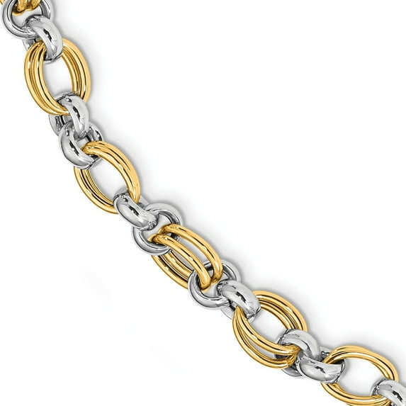 14K Two-Tone Gold bracelet Fancy Link, 7.5 in 8.23 mm