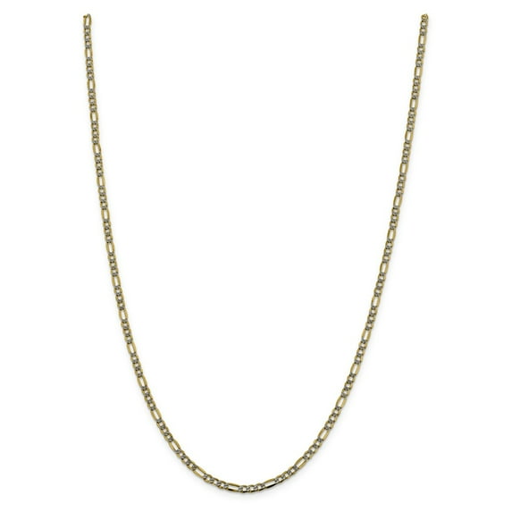 14K Two-Tone Gold chain Figaro Pave 18 in 3.2 mm 3.2mm Semi-solid pave