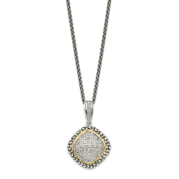 14K Two-Tone Gold necklace Diamond Yellow 18 in 2 mm