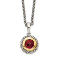 thumbnail image 1 of 14K Two-Tone Gold necklace with pendant Yellow (01) January Garnet Round Red, 1 of 2