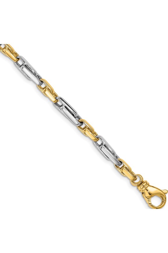14K Two-Tone Hand Polished 5mm Fancy Link Chain (8 X 5) Made In Peru lk698-8