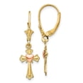 thumbnail image 1 of 14K Two-Tone Heart on Cross Leverback Earrings, 1 of 1