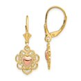 thumbnail image 1 of 14K Two-Tone Heart with Lace Trim Leverback Earrings, 1 of 1