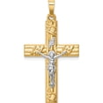 thumbnail image 1 of 14K Two-Tone Hollow Polished Textured & Striped Latin Crucifix (35 X 18) Made In United States xr1853, 1 of 5