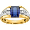 thumbnail image 1 of 14K Two-Tone Ibgoodman Men's Created Sapphire And 1/8 Carat Diamond Complete Ringsize 10 - Jbsp, 1 of 5