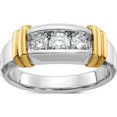 thumbnail image 1 of 14K Two-Tone Ibgoodman Men's Polished 3-Stone 1/2 Carat Aa Quality Diamond Ringsize 10 (Width 8.42) - Jbsp, 1 of 5