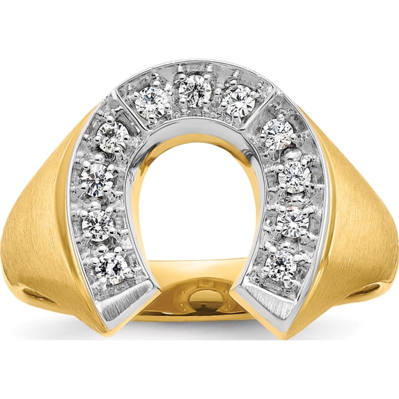 14K Two-Tone Ibgoodman Men's Satin Horseshoe 1/5 Carat Diamond Complete Ringsize 10 (Width 15.16) - Jbsp