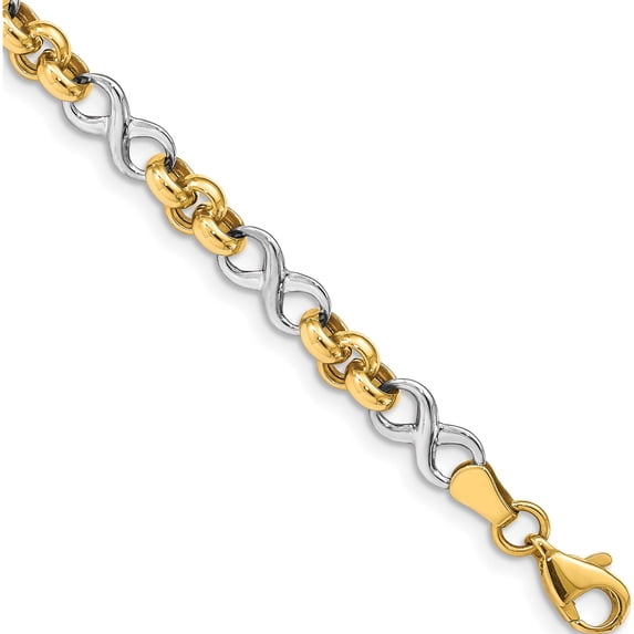 14K Two-Tone Infinity Bracelet (7.5 X 5.4) Made In Turkey sf2712-7.5
