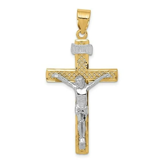 14K Two-Tone Inri Crucifix Pendant