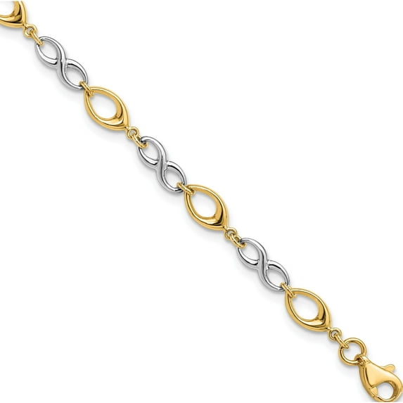 14K Two-Tone Jbsp's Polished Bracelet (7.5 X 4) Made In Turkey lf279-7.5