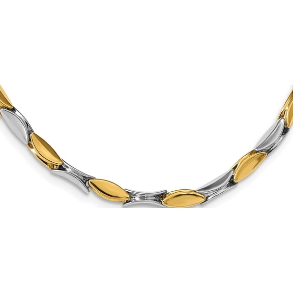 14K Two-Tone Jbsp's Polished Fancy Link Necklace (17 X 5) Made In Turkey