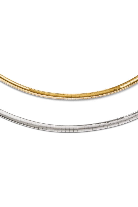 14K Two-Tone Jbsp's Supreme Reversible Omega Necklace (16 X 3) Made In Italy 2689-16