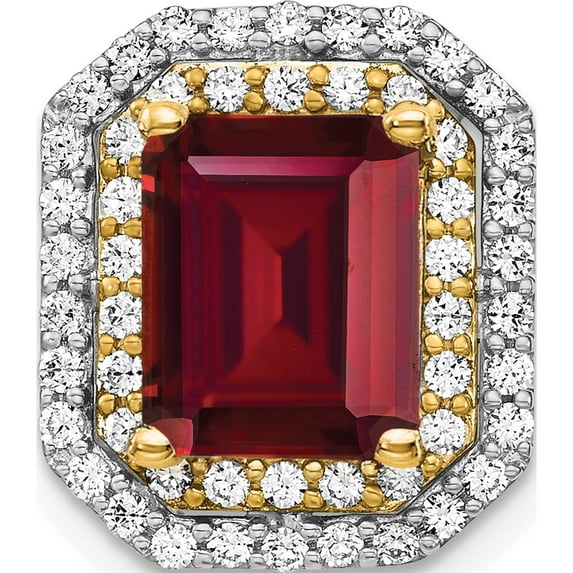 14K Two-Tone Lab Grown Diamond & Created Ruby Pendant (15.9 X 13.8) Made In India pm7504-cru-062-wylg
