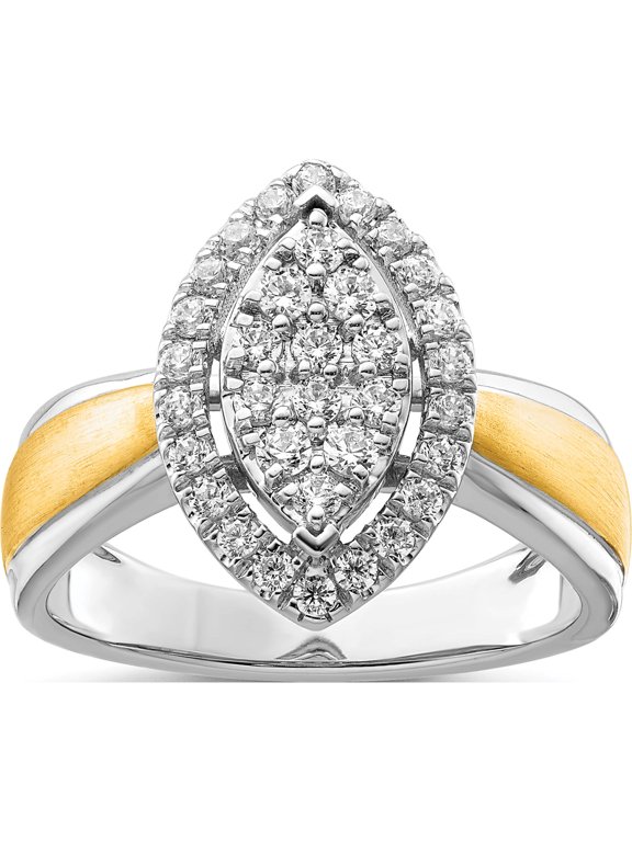14K Two-tone Two-tone 1/2 carat Lab Grown Diamond VS/SI+ G+ Complete Cluster Engagement Ring