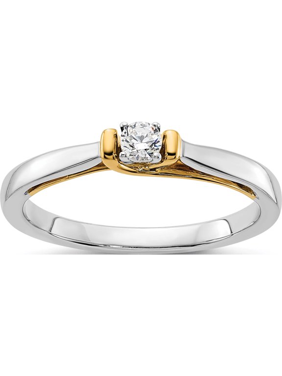 14K Two-tone Two-tone 1/8 carat Lab Grown Diamond VS/SI+ G+ Complete Petite Engagement Ring