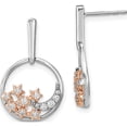 thumbnail image 1 of 14K Two-Tone Moon And Stars Circle Diamond Post Earrings (Width 13.75) (Length 23.2) - Jbsp, 1 of 5