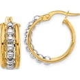 thumbnail image 1 of 14K Two-Tone Polished And Beaded Hoop Earrings (Width 19.2) (Length 19.3) - Jbsp, 1 of 5