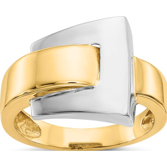 14K Two-Tone Polished Buckle Ring (Size 7) Made In United States k1446