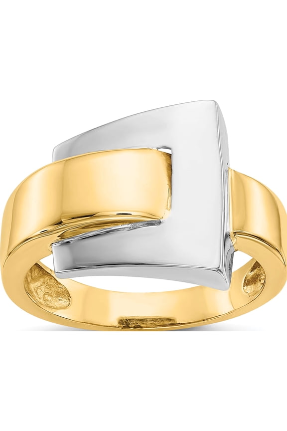 14K Two-tone Two-tone Polished Buckle Ring