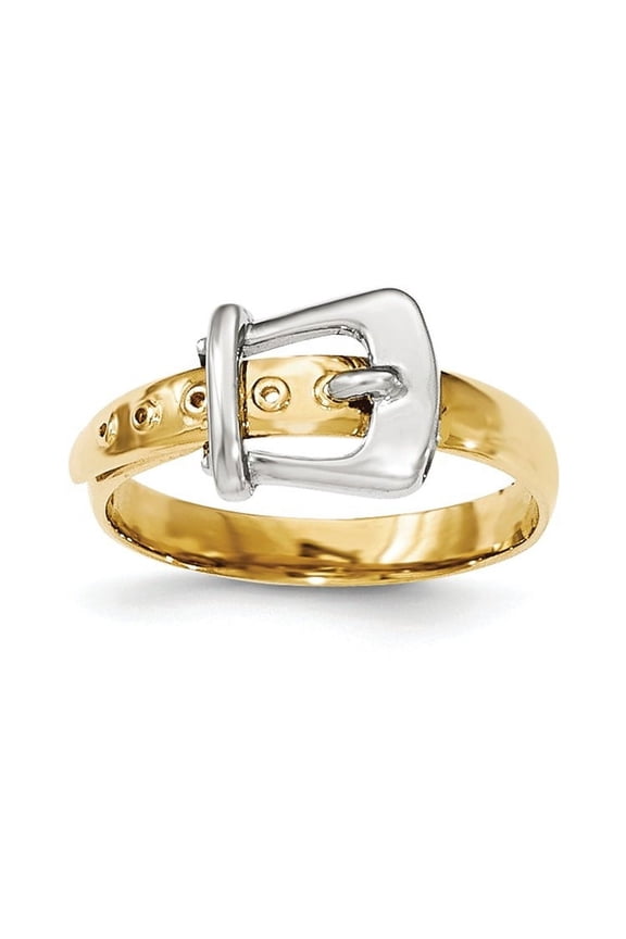 14K Two-Tone Polished Buckle Ring