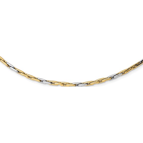 14K Two-Tone Polished Fancy Link Necklace (18 X 2.5) Made In Italy sf2833-18