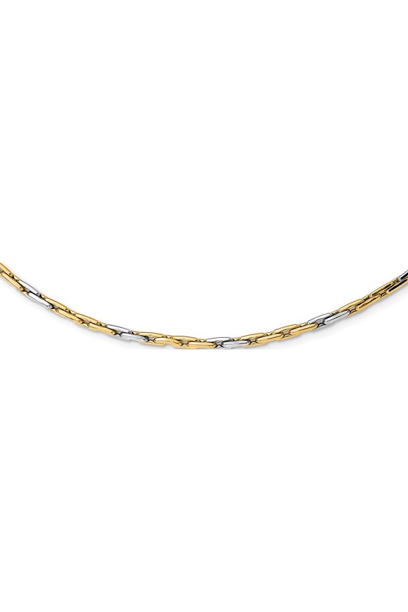 14K Two-Tone Polished Fancy Link Necklace (18 X 2.5) Made In Italy sf2833-18
