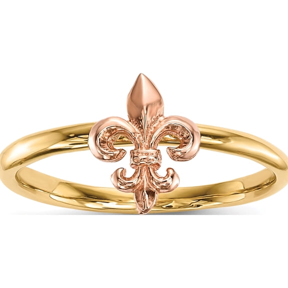 14K Two-Tone Polished Fleur De Lis Ring (Size 7) Made In United States r623