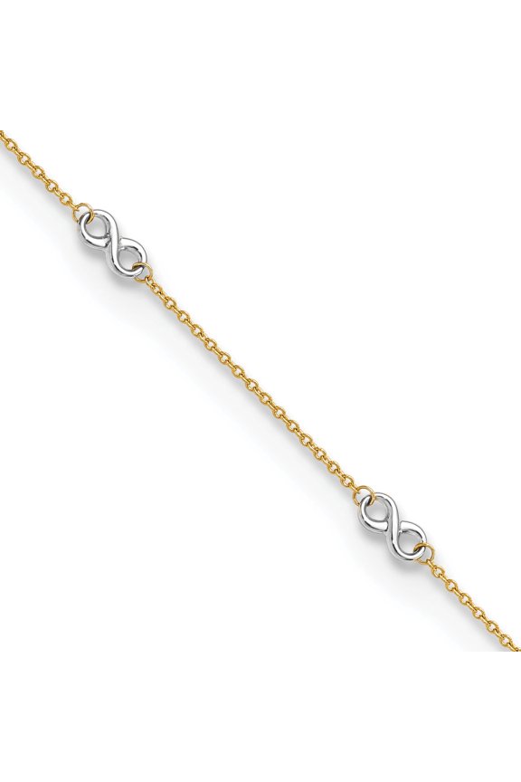 14K Two-Tone Polished Infinity 9In Plus 1 In Ext. Anklet (9 X 1) Made Turkey ank316-9