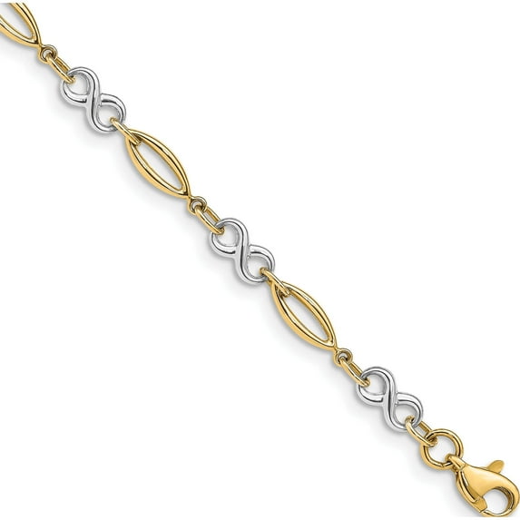 14K Two-Tone Polished Infinity Bracelet (7.5 X 4) Made In Turkey fb1486-7.5