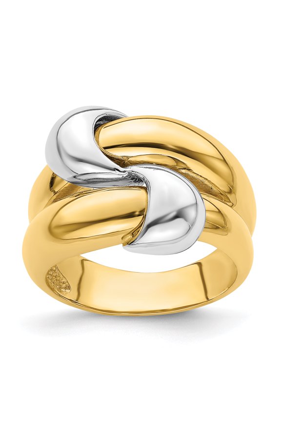 14K Two-Tone Polished Knot Dome Ring R906